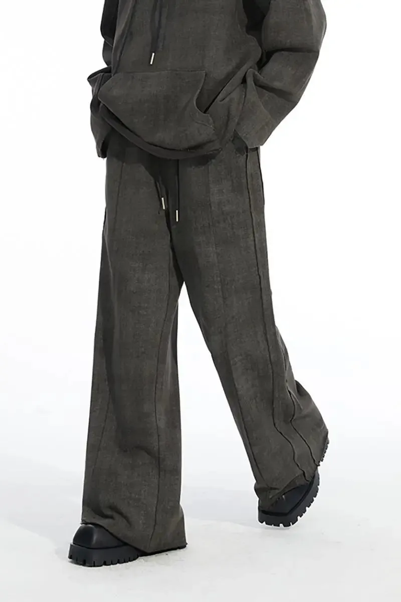 Vintage Oversized High Waist Wide Leg Sweatpants with Raw Edge