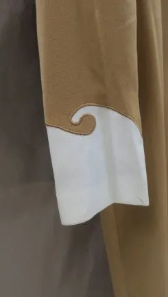 Vintage Tan Long Western Coat Duster White Trim