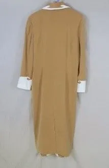 Vintage Tan Long Western Coat Duster White Trim