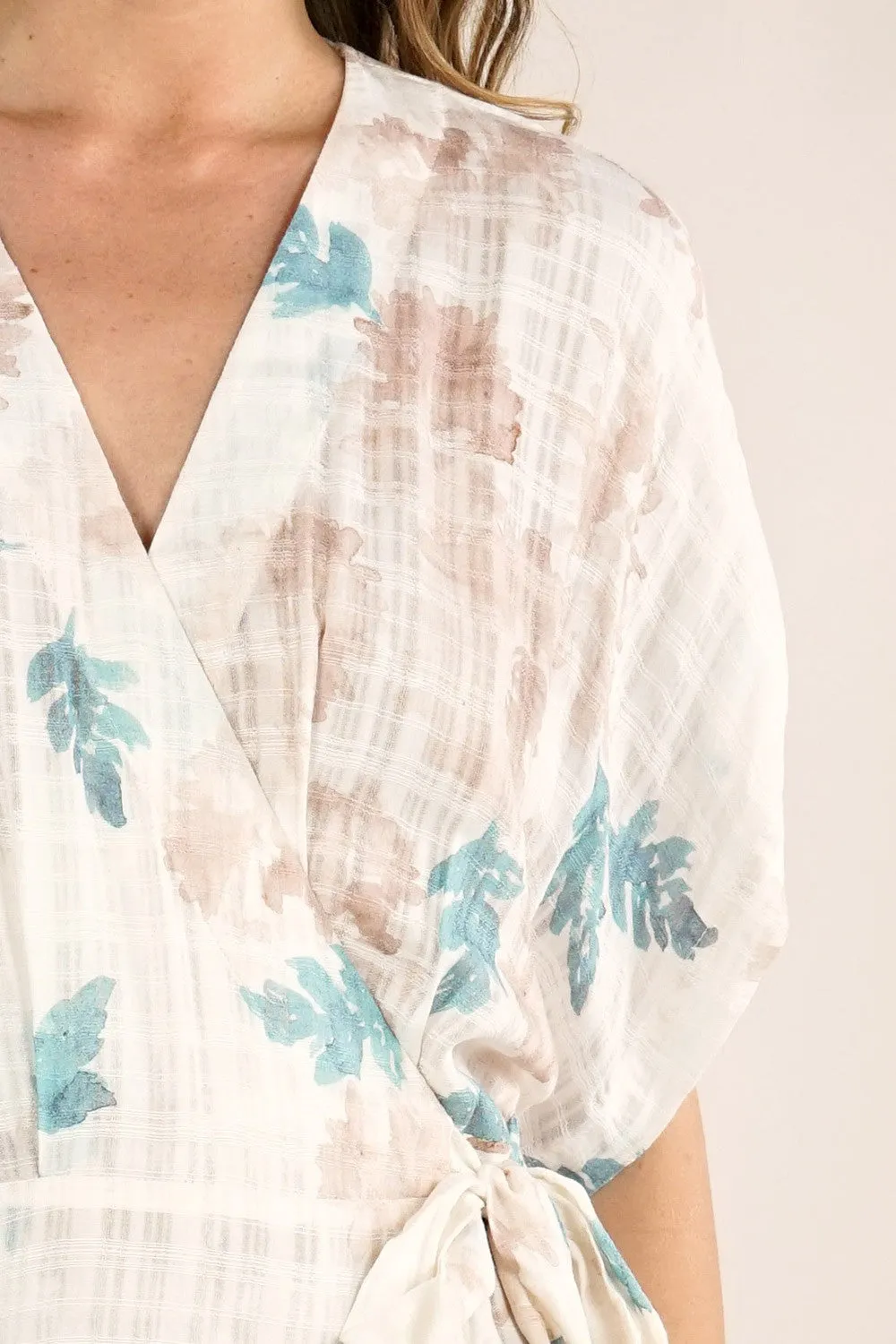 Watercolor Floral Midi Wrap Dress