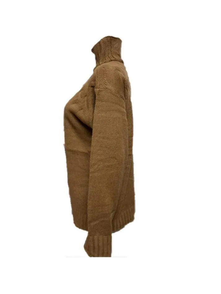 Wenkouban-Spring Casual Outfits Y2K Outfits Solid Cable Knit Splice Turtleneck Sweater