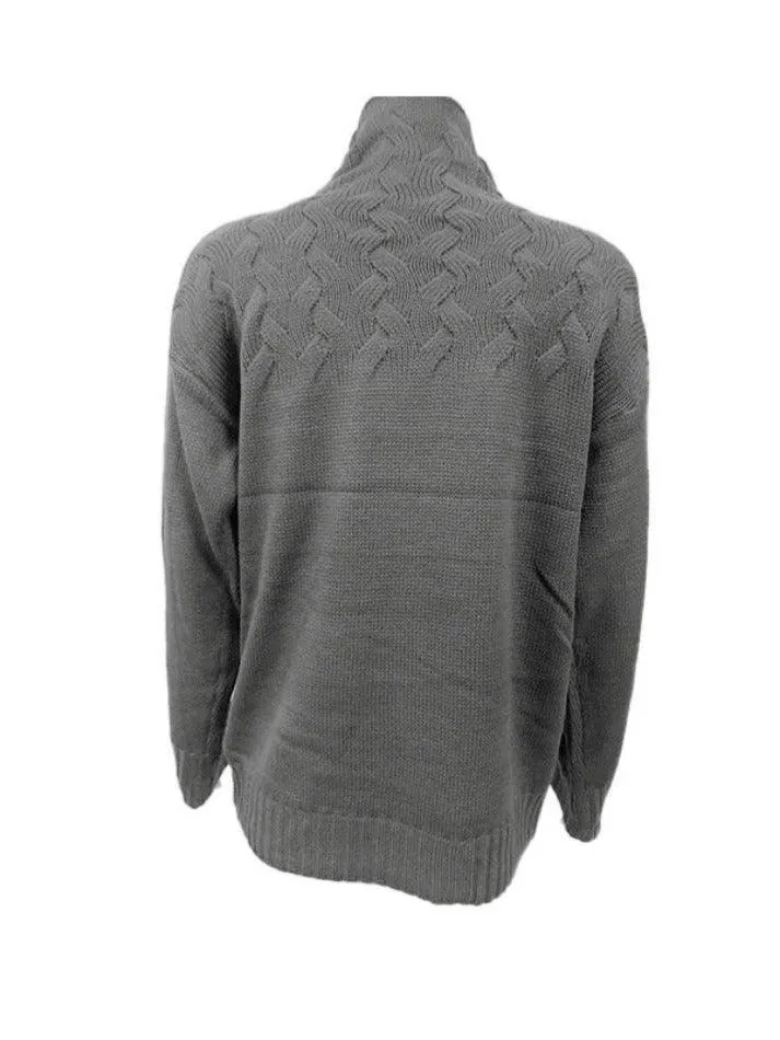 Wenkouban-Spring Casual Outfits Y2K Outfits Solid Cable Knit Splice Turtleneck Sweater