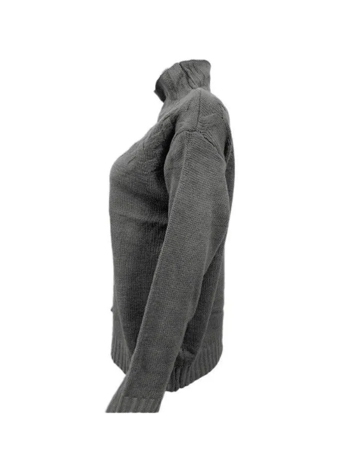 Wenkouban-Spring Casual Outfits Y2K Outfits Solid Cable Knit Splice Turtleneck Sweater