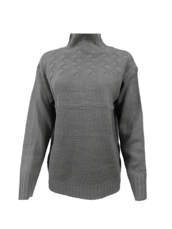 Wenkouban-Spring Casual Outfits Y2K Outfits Solid Cable Knit Splice Turtleneck Sweater