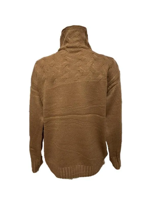 Wenkouban-Spring Casual Outfits Y2K Outfits Solid Cable Knit Splice Turtleneck Sweater