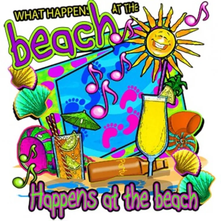 What Happens at the Beach Flowy Racerback Tank