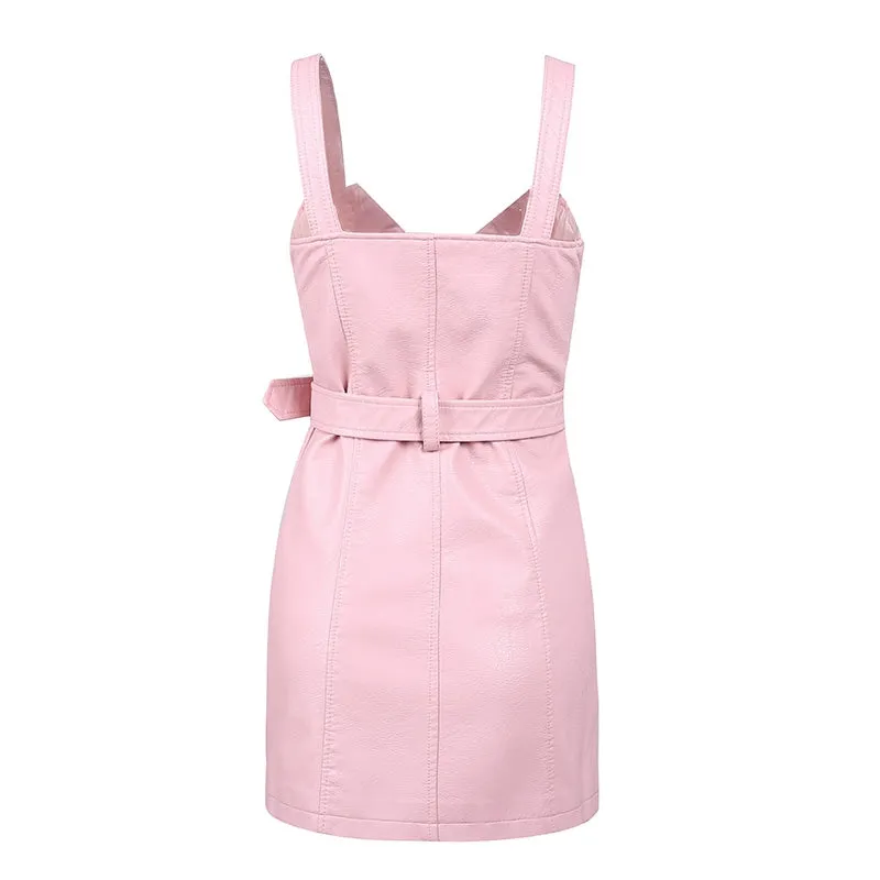 Women's Clothes | PU Leather Dress | V-Neck Mini Dress | Women Dress