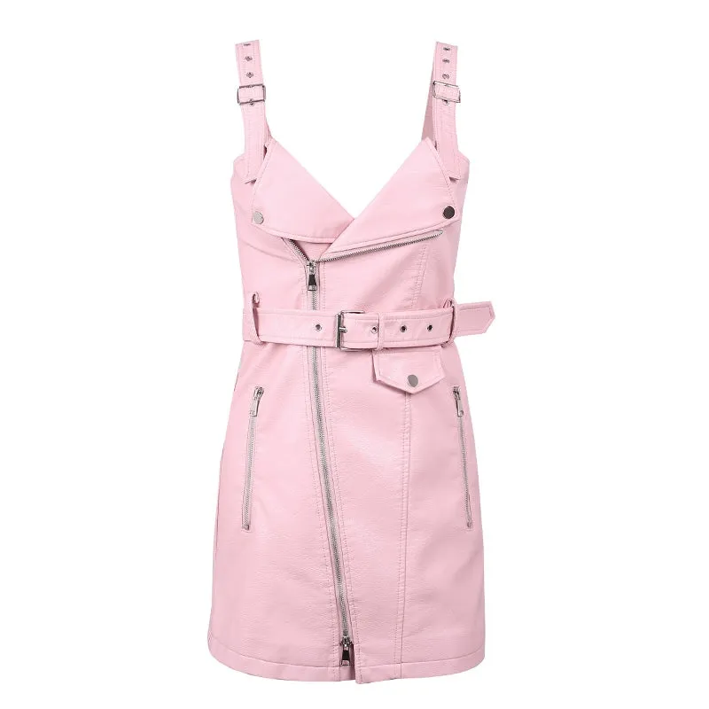 Women's Clothes | PU Leather Dress | V-Neck Mini Dress | Women Dress