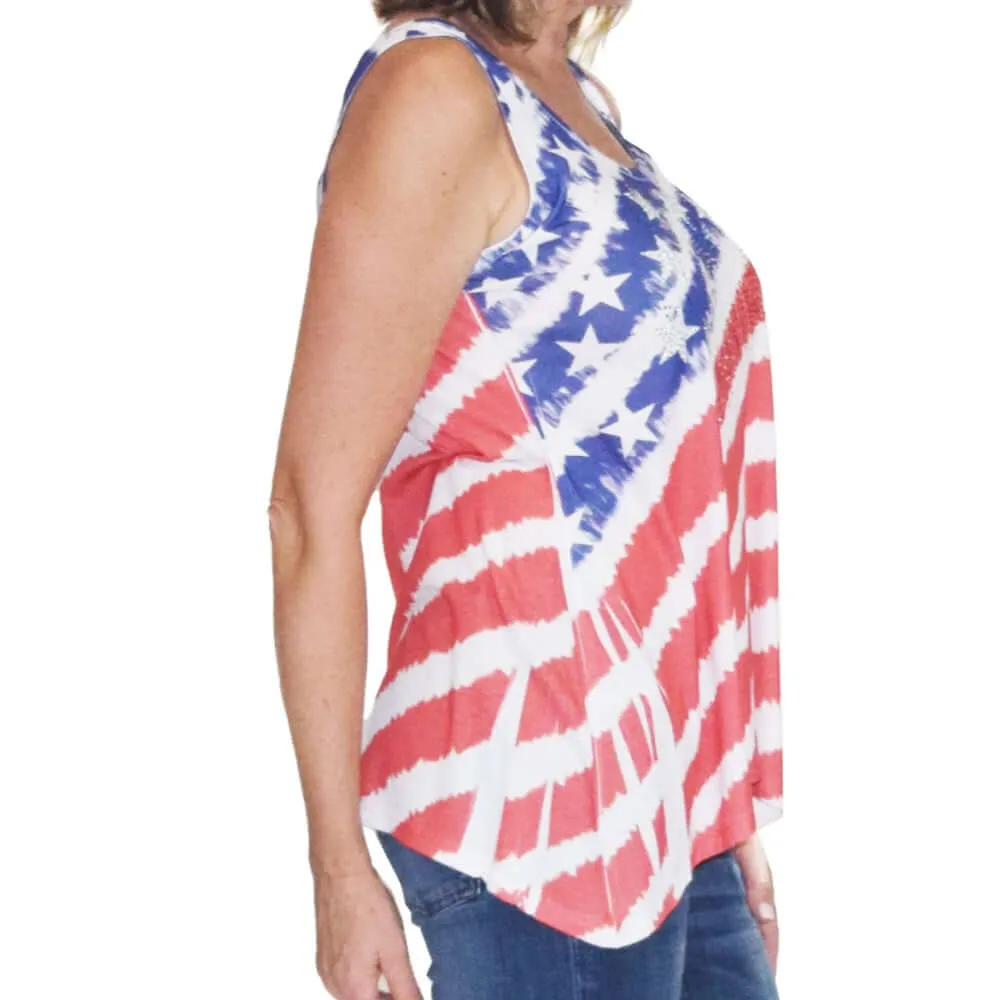 Women's Made in USA Sparkle Flag Tank Top