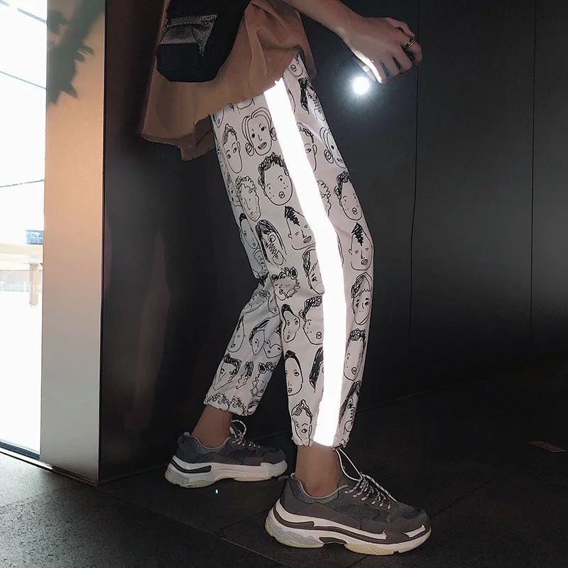 Women's Reflective Loose Mid-Waist Joggers