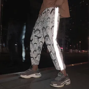Women's Reflective Loose Mid-Waist Joggers