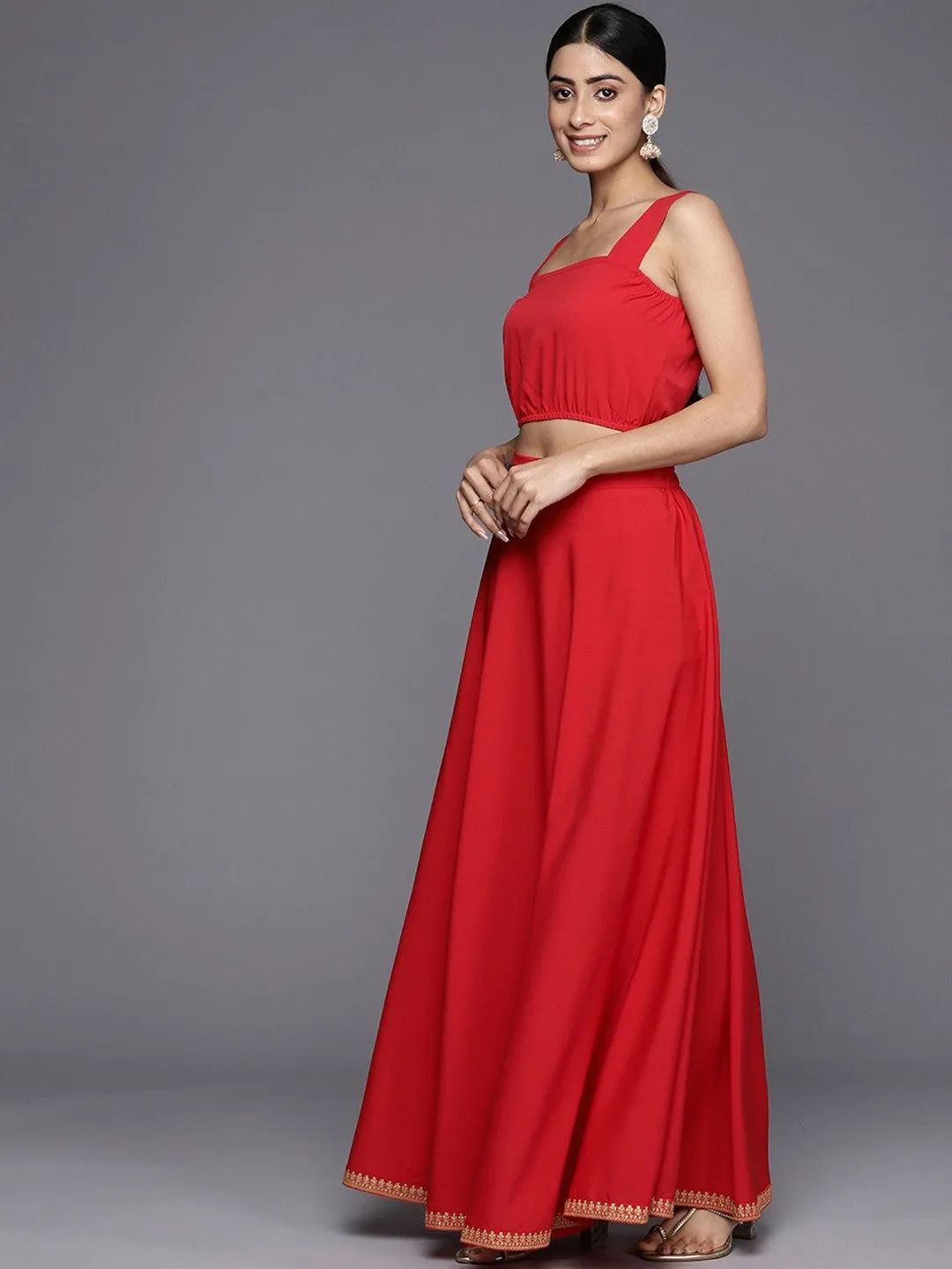 Women's Solid Flared Maxi Skirt