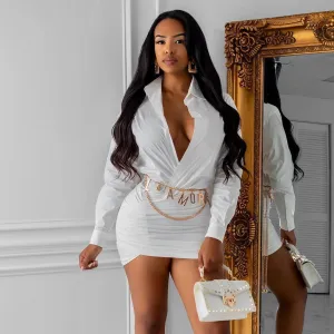 Women's Spring Casual Sheath V-Neck Mini Dress