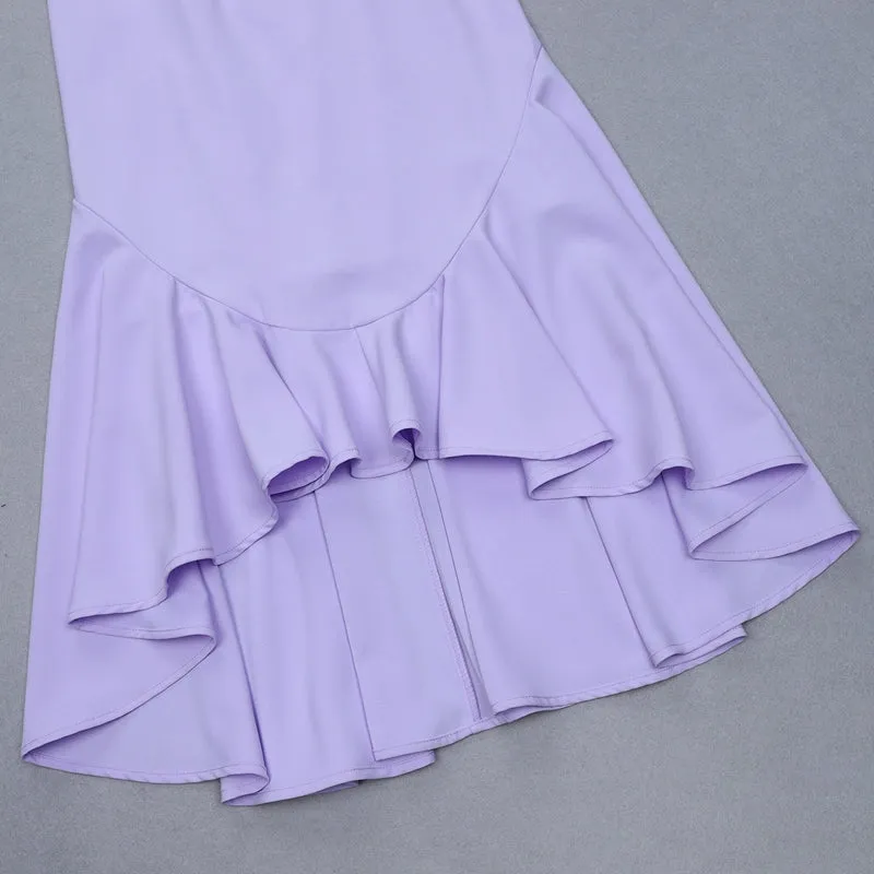 Women's Summer Backless Long V-Neck Dress With Ruffles