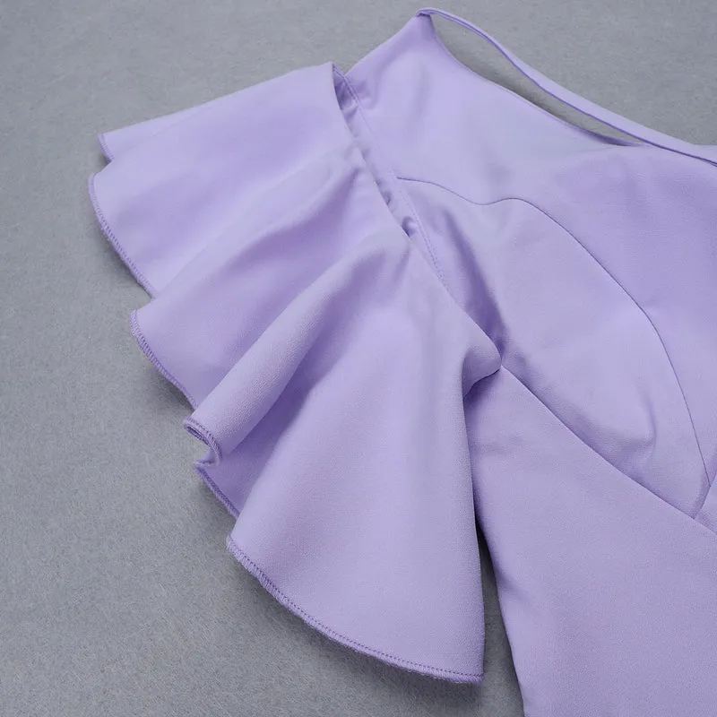 Women's Summer Backless Long V-Neck Dress With Ruffles