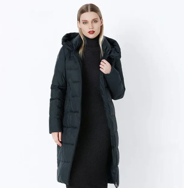 Women's Winter Stylish Warm Bio-Fluff Hooded Long Down Coat