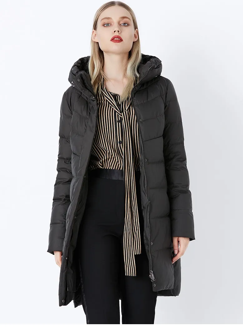 Women's Winter Thick Warm Bio-Fluff Long Coat With Sewn Hood