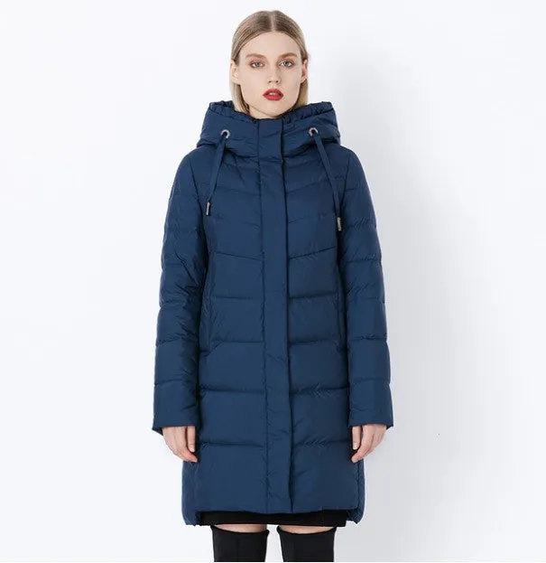 Women's Winter Thick Warm Bio-Fluff Long Coat With Sewn Hood