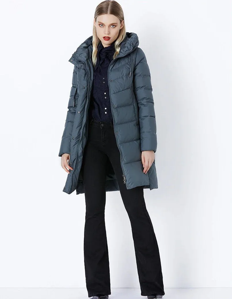 Women's Winter Thick Warm Bio-Fluff Long Coat With Sewn Hood