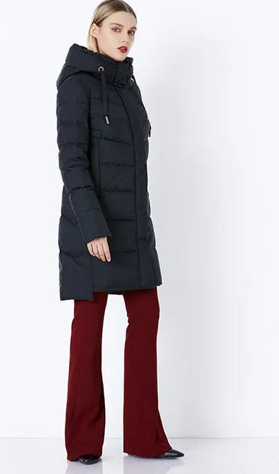 Women's Winter Thick Warm Bio-Fluff Long Coat With Sewn Hood