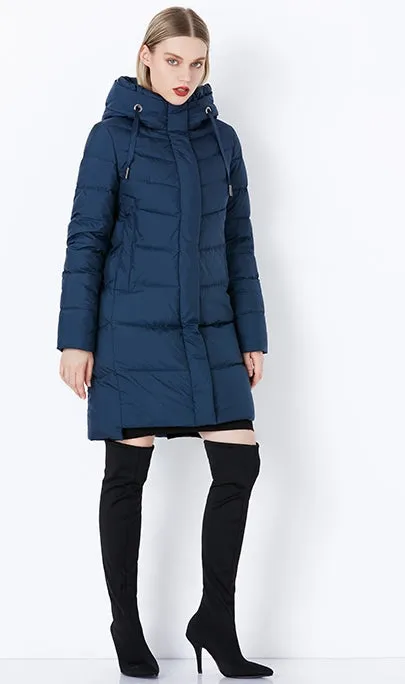 Women's Winter Thick Warm Bio-Fluff Long Coat With Sewn Hood