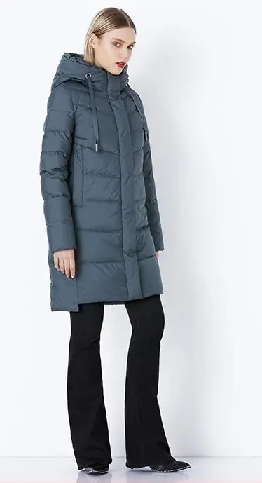 Women's Winter Thick Warm Bio-Fluff Long Coat With Sewn Hood