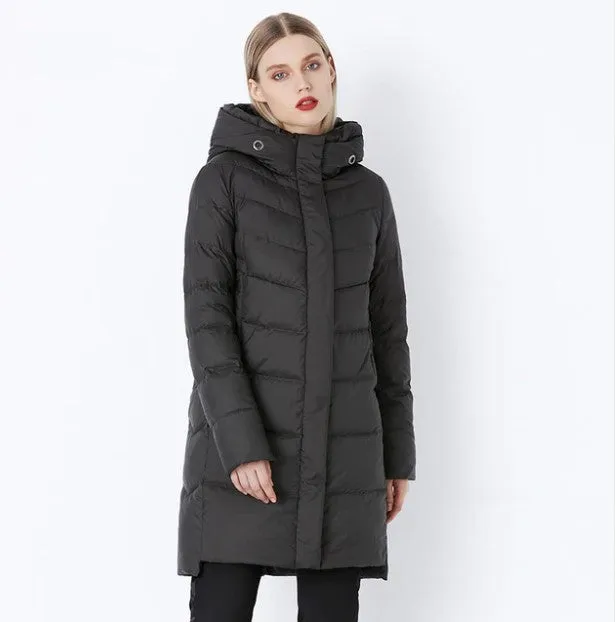 Women's Winter Thick Warm Bio-Fluff Long Coat With Sewn Hood