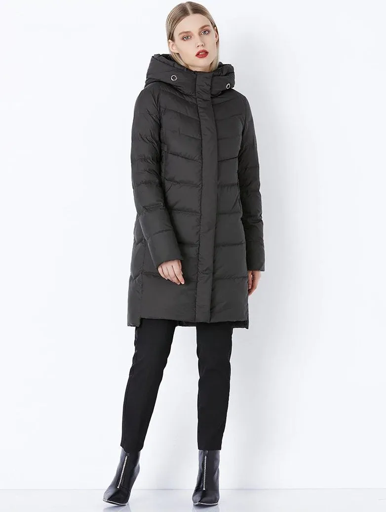 Women's Winter Thick Warm Bio-Fluff Long Coat With Sewn Hood