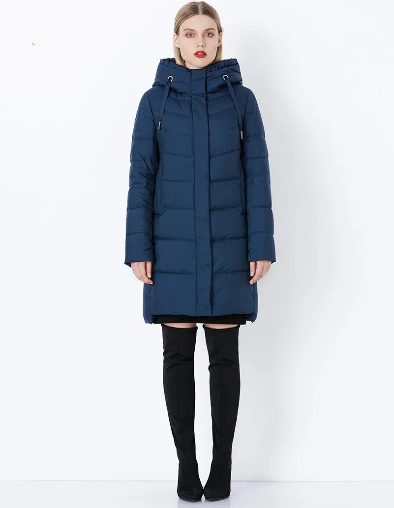 Women's Winter Thick Warm Bio-Fluff Long Coat With Sewn Hood