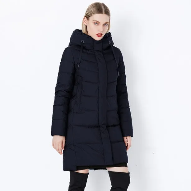 Women's Winter Thick Warm Bio-Fluff Long Coat With Sewn Hood
