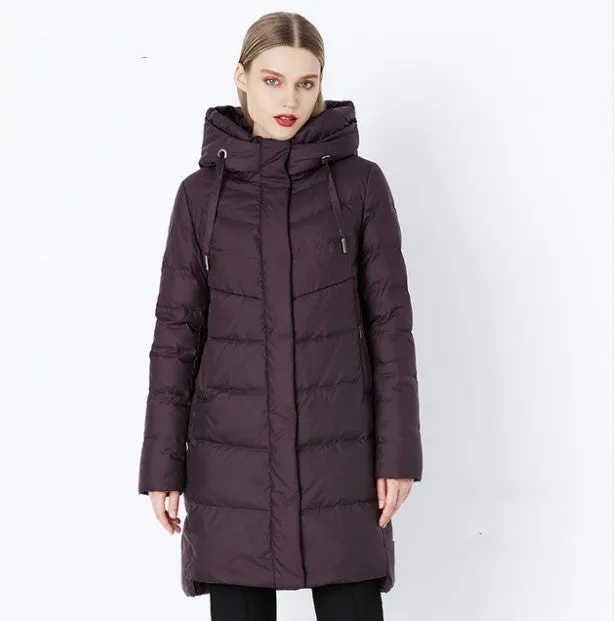 Women's Winter Thick Warm Bio-Fluff Long Coat With Sewn Hood