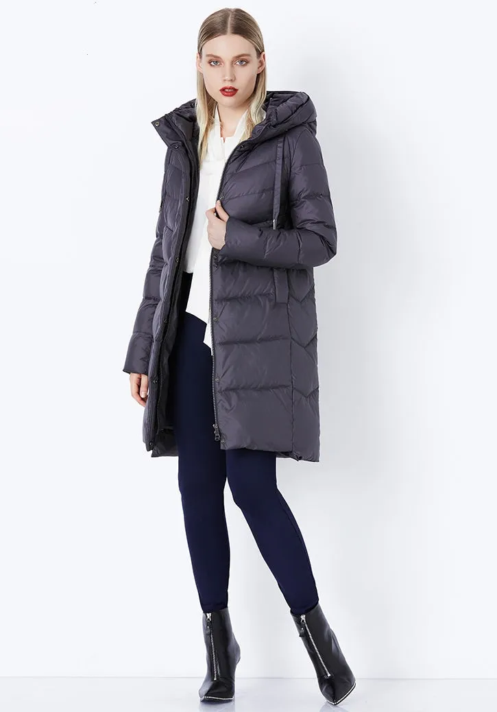 Women's Winter Thick Warm Bio-Fluff Long Coat With Sewn Hood