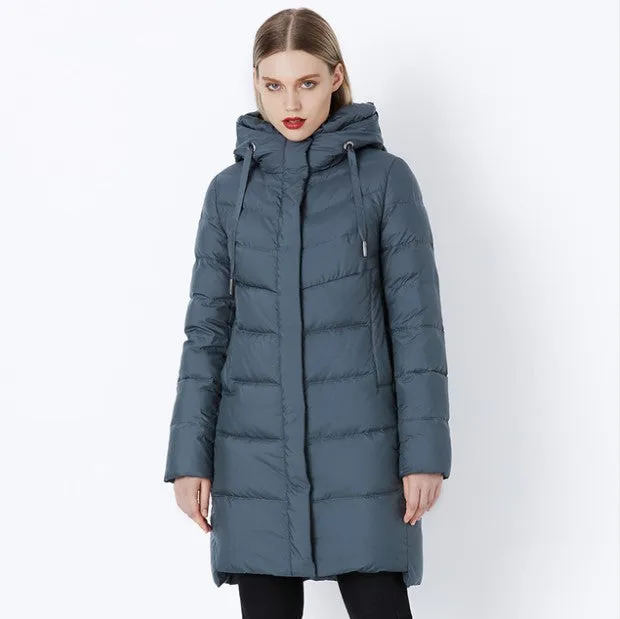 Women's Winter Thick Warm Bio-Fluff Long Coat With Sewn Hood
