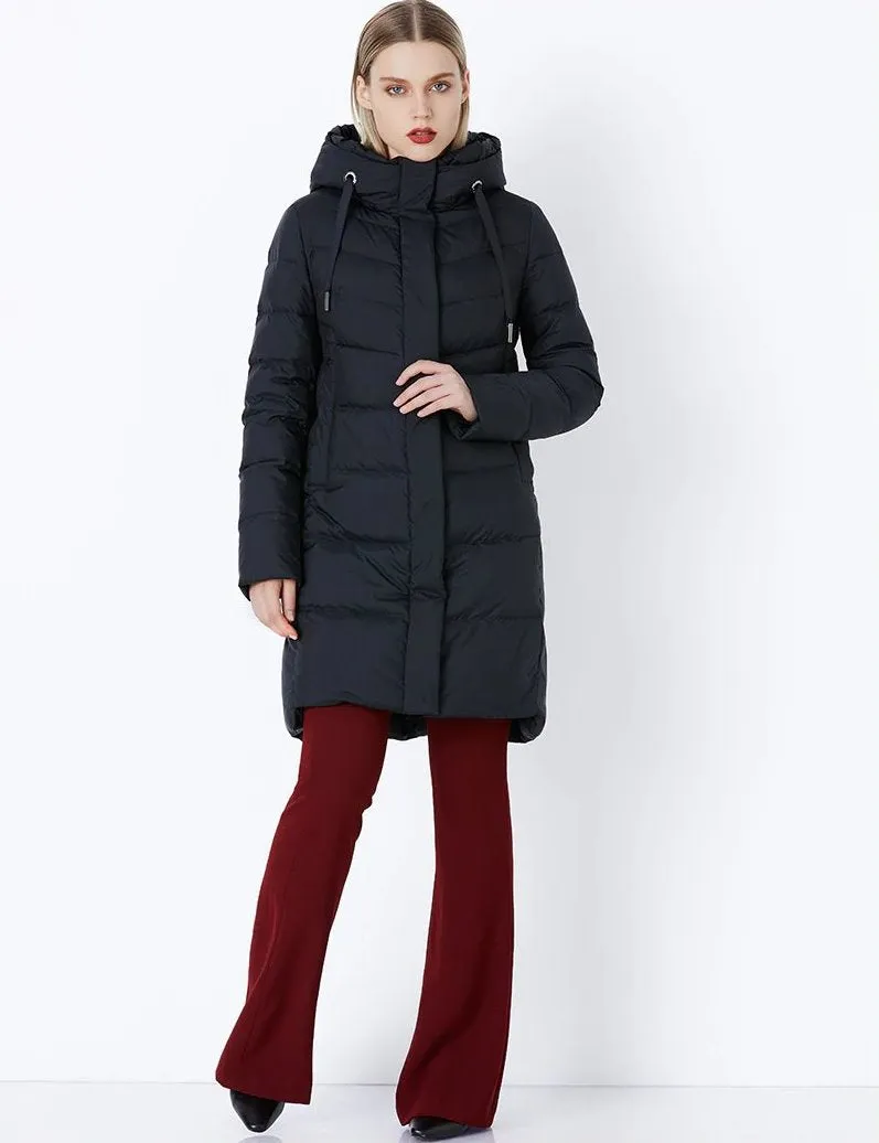 Women's Winter Thick Warm Bio-Fluff Long Coat With Sewn Hood