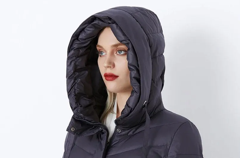 Women's Winter Thick Warm Bio-Fluff Long Coat With Sewn Hood
