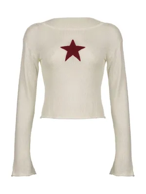 Y2K Star Stitching Sweater