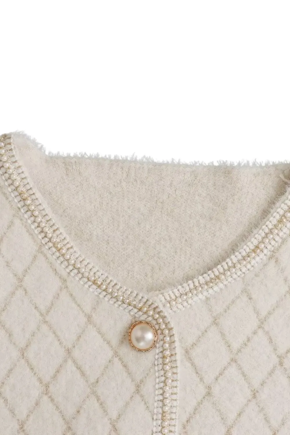 'Yuliya' Metallic Trim Diamond Knit Sweater
